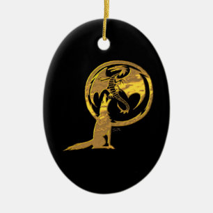 Wolf and Dragon Gold Black ornament