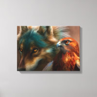 Wolf and eagle painting