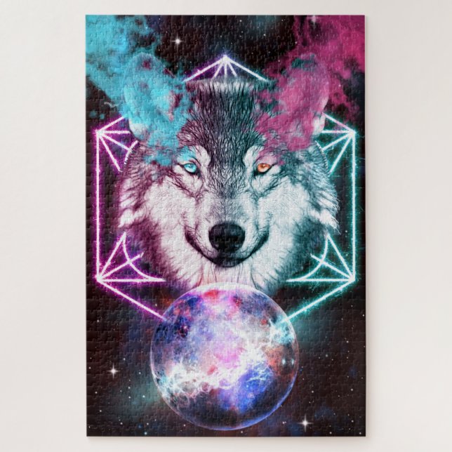 Wolf and Earth Jigsaw Puzzle (Vertical)