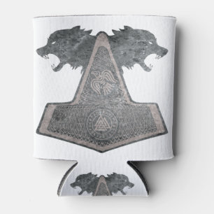 wolf-and-hammer-design-metal can cooler