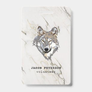 Wolf And Marble Stone Badge