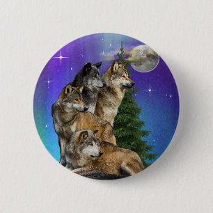Wolf and Moon 2 Inch Round Button