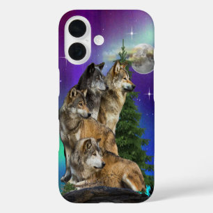 Wolf and Moon iPhone 16 Case