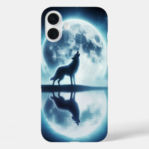 Wolf and Moon iPhone 16 Plus Case