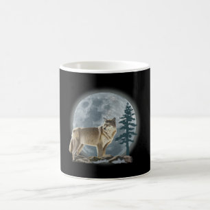 Wolf and moon design for coffee cup. mug