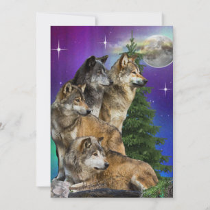 Wolf and Moon Holiday Card