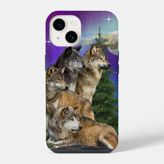 Wolf and Moon iPhone Case (Back)