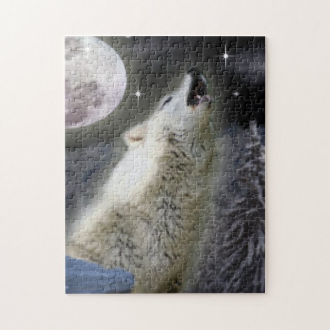 Wolf and Moon Jigsaw Puzzle (Vertical)
