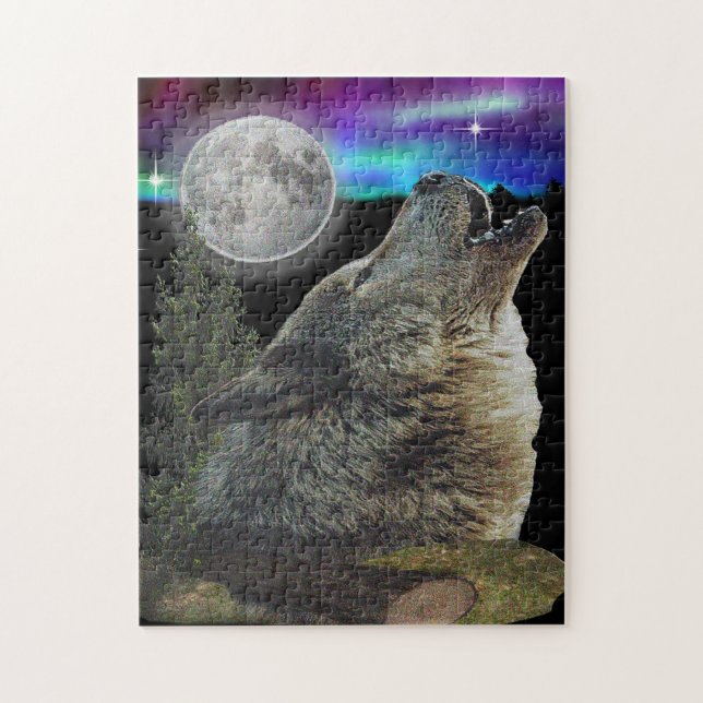 Wolf and Moon Jigsaw Puzzle (Vertical)