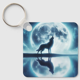 Wolf and Moon  Keychain