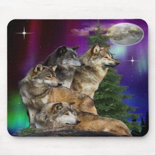 Wolf and Moon Mouse Pad