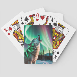 Wolf and Northern Lights Playing Cards