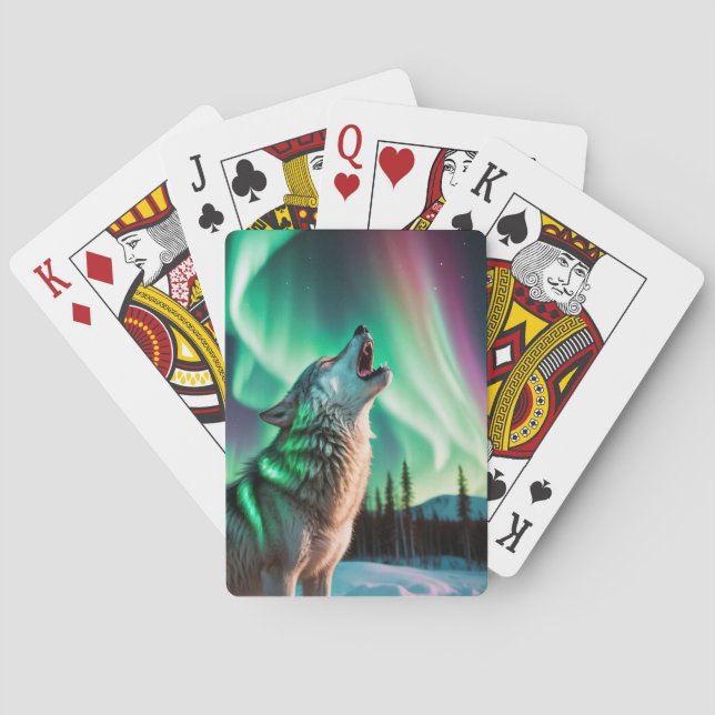 Wolf and Northern Lights Playing Cards (Back)