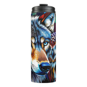 Wolf and Owl Vibrant and Colourful  Thermal Tumbler