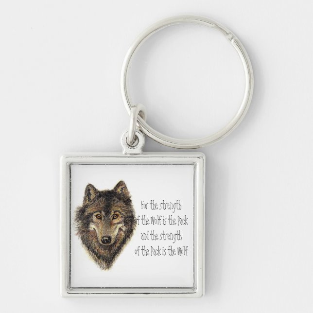 Wolf and Pack Quote - Animal Collection Keychain (Front)