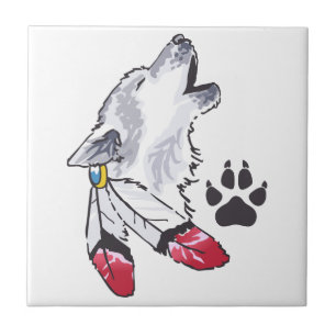 Wolf and Paw Print Tile