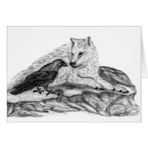 Wolf and Raven black and white design