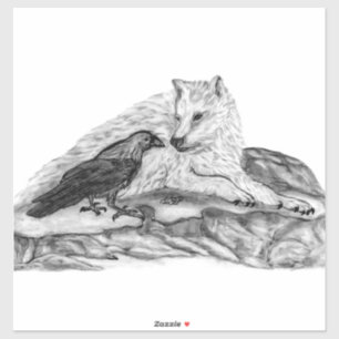 Wolf and Raven - Black and White Design