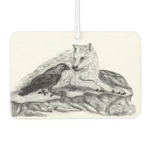 Wolf and Raven - Black and White Design Air Freshener