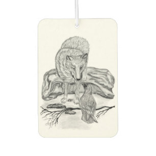 Wolf and Raven - Black and White Design Air Freshener