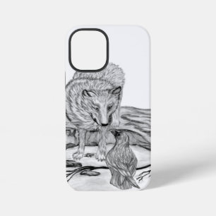 Wolf and Raven black and white design iPhone 12 Mini Case