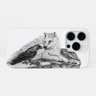 Wolf and Raven black and white design iPhone 16 Pro Case