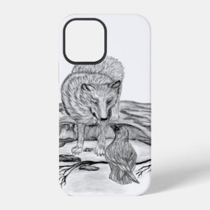 Wolf and Raven black and white design iPhone 12 Case
