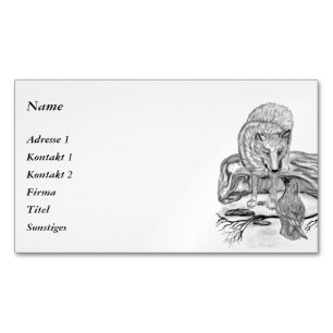 Wolf and Raven - Black and White Design Magnetic Business Card