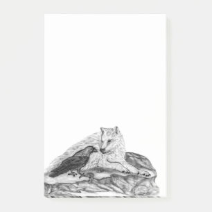 Wolf and Raven black and white design Post-it Notes