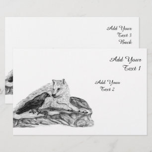 Wolf and Raven - Black and White Design Stationery