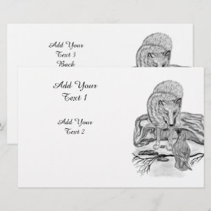 Wolf and Raven - Black and White Design Stationery