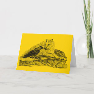 Wolf and Raven - Black and Yellow Design Card