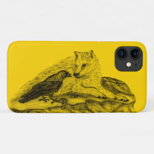 Wolf and Raven black and yellow design iPhone 11 Case