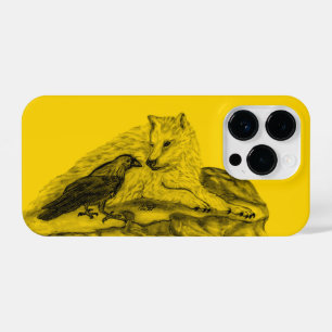 Wolf and Raven black and yellow design iPhone 14 Pro Case