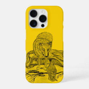 Wolf and Raven black and yellow design iPhone 16 Pro Case
