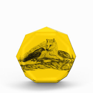 Wolf and Raven - Black and Yellow Design Photo Block