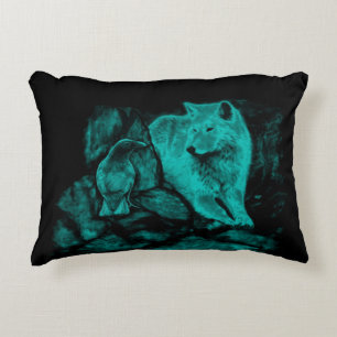 Wolf and Raven in the Night Accent Pillow