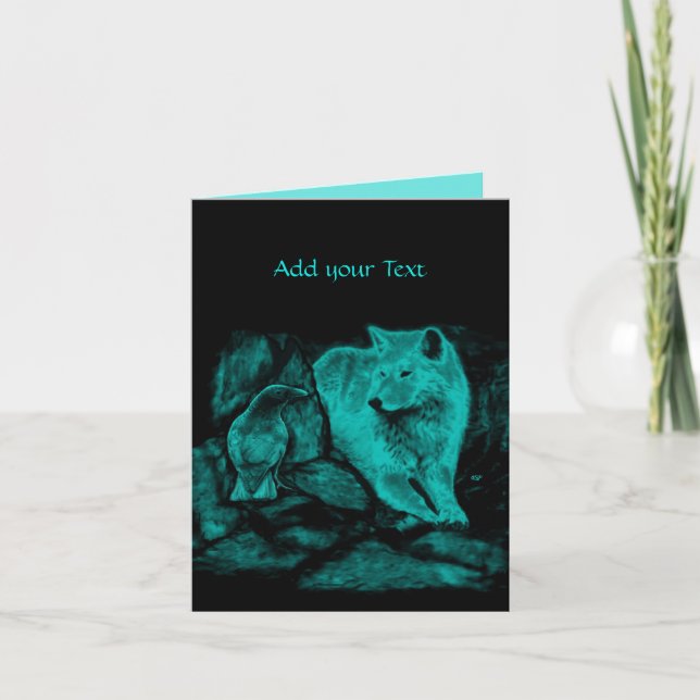 Wolf and Raven in the Night Invitation (Front)