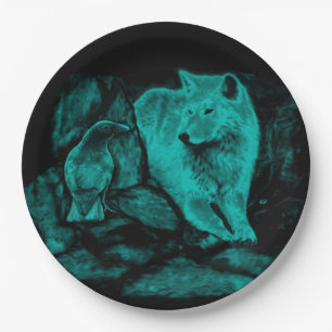 Wolf and Raven in the Night Paper Plate
