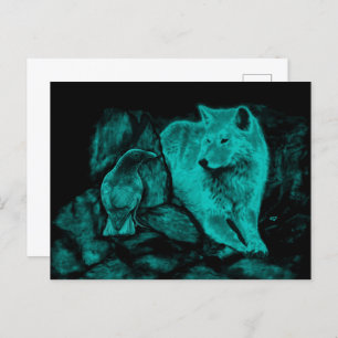 Wolf and Raven in the Night Postcard