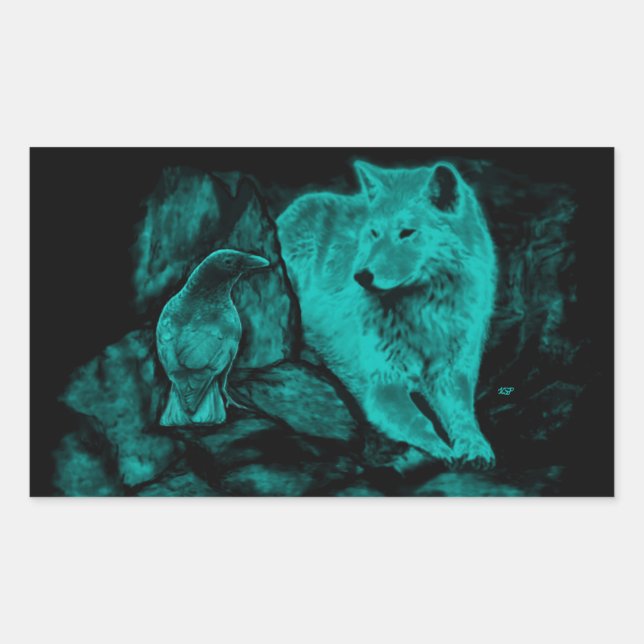 Wolf and Raven in the Night Sticker (Front)