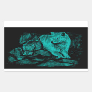 Wolf and Raven in the Night Sticker