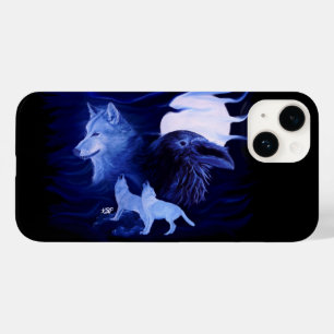 Wolf and Raven with full moon Case-Mate iPhone 14 Case