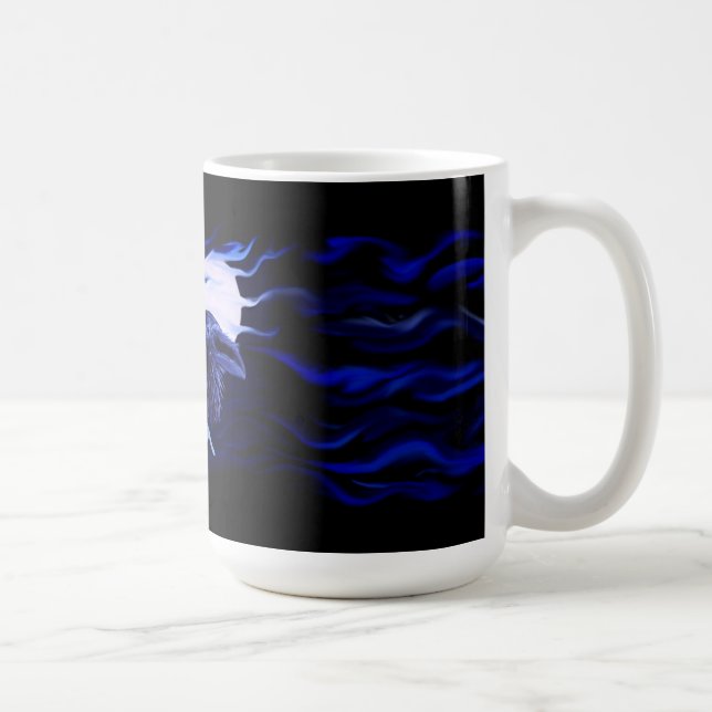 Wolf and Raven with full moon Coffee Mug (Right)