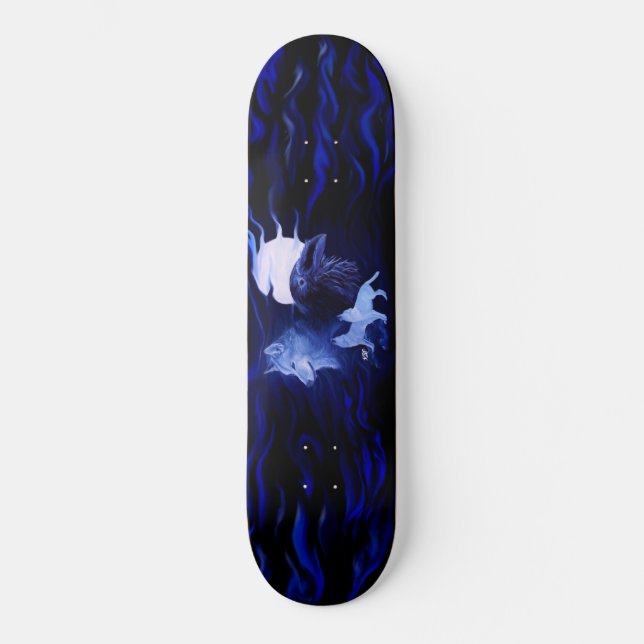 Wolf and Raven with full moon Skateboard (Front)