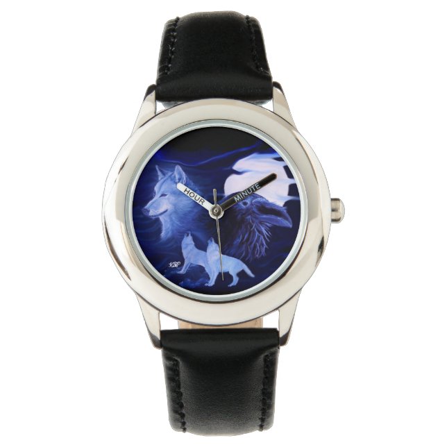Wolf and Raven with full moon Watch (Front)