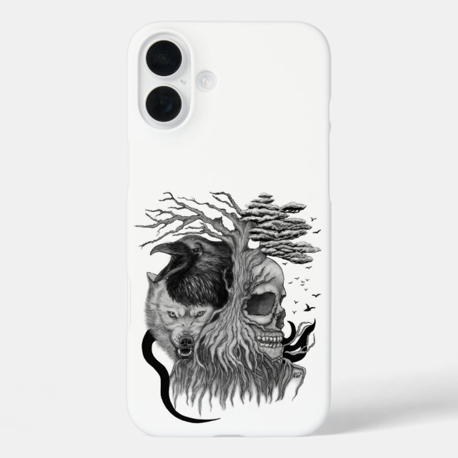 Wolf and Raven with Skull Case-Mate iPhone Case (Back)