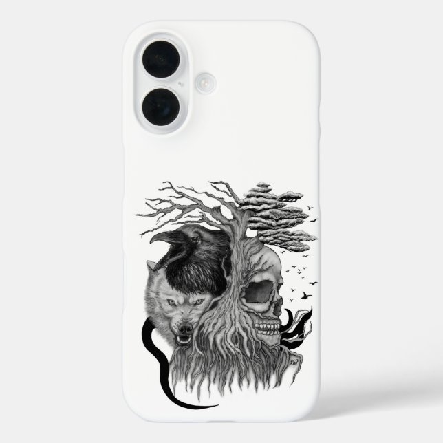 Wolf and Raven with Skull Case-Mate iPhone Case (Back)