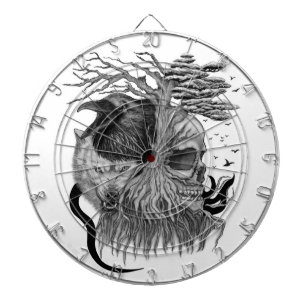 Wolf and Raven with Skull Dartboard
