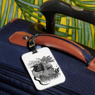Wolf and Raven with Skull Luggage Tag